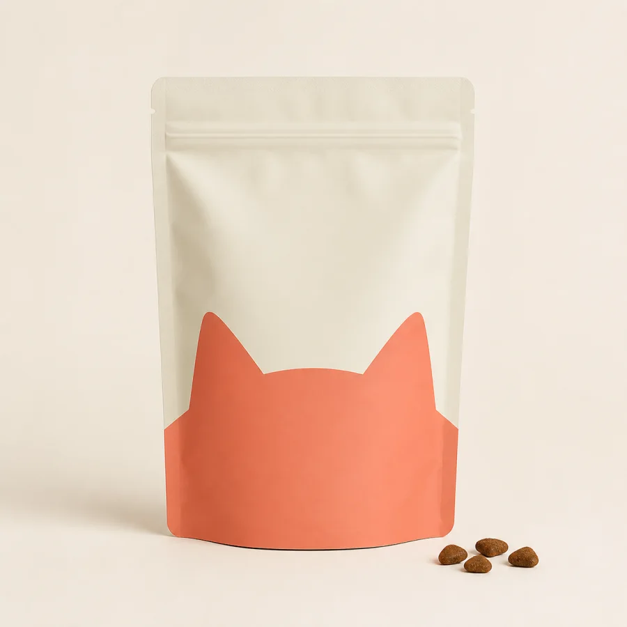 Unbranded adult cat food pouch with kibble